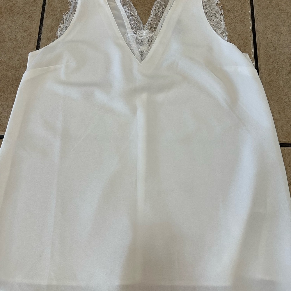 ASOS White Lace-Trim V-Neck Cami